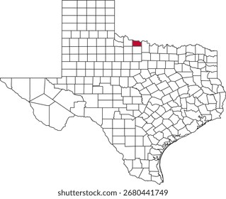 Un mapa de Vector de Texas destacando el condado de Wichita. Este mapa es ideal para estudios geográficos, informes regionales y proyectos de visualización de datos.