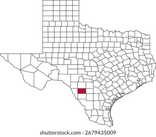 Un mapa de Vector de Texas destacando el condado de Zavala. Ideal para estudios geográficos, informes regionales y proyectos de visualización de datos.

