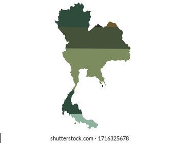 Karte der Vektorillustration in Thailand. Illustration der isolierten Vektorillustration. auf weißem Hintergrund.