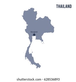 Vector map of Thailand isolated on white background. Travel Vector Illustration.