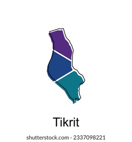 mapa vectorial del contorno moderno colorido de Tikrit, Plantilla de diseño de vectores de ilustración vectorial de alto nivel, adecuada para su empresa