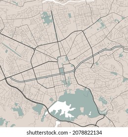 Vector map of Tirana, Albania. Urban city in Albania. Street map poster illustration. Tirana map art.