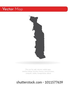 Vector map Togo. Isolated vector Illustration. Black on White background. EPS 10 Illustration.