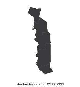 Vector map Togo. Isolated vector Illustration. Black on White background. EPS 10 Illustration.