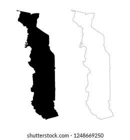 Vector map Togo. Isolated vector Illustration. Outline and vector. Black on White background. EPS 10 Illustration.