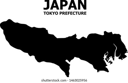 Vector Map of Tokyo Prefecture with title. Map of Tokyo Prefecture is isolated on a white background. Simple flat geographic map.