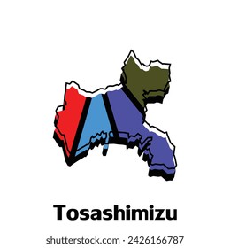 vector Map of Tosashimizu City colorful illustration template design on white background