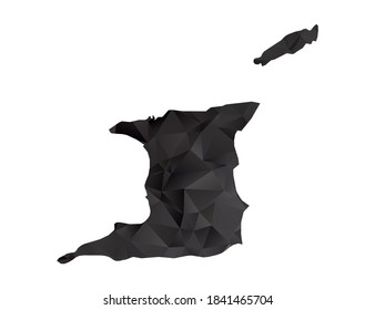 Mapa vectorial del gradiente de estilo de polígono negro de Trinidad y Tobago.