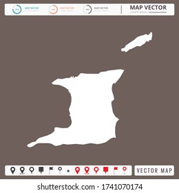 Vector map of Trinidad and Tobago Brown background and pins icon.