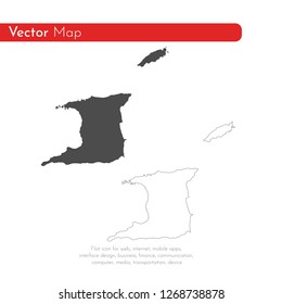 Vector map Trinidad and Tobago. Isolated vector Illustration. Black on White background. EPS 10 Illustration.
