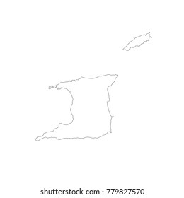 Vector map Trinidad and Tobago. Isolated vector Illustration. Black on White background. EPS 10 Illustration.