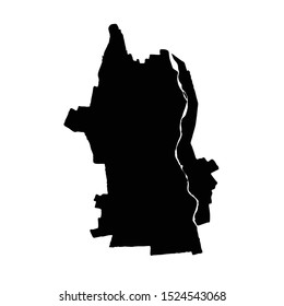 Vector map Tskhinval. Isolated vector Illustration. Black on White background. EPS 10 Illustration.