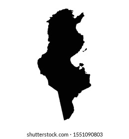 Vector map Tunisia. Country and capital. Isolated vector Illustration. Black on White background. EPS 10 Illustration.