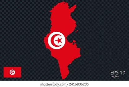Vector map of Tunisia. Vector design isolated on grey background.	

