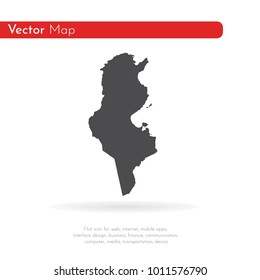 Vector map Tunisia. Isolated vector Illustration. Black on White background. EPS 10 Illustration.
