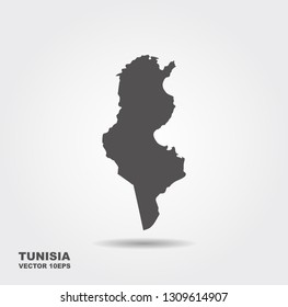 Vector map Tunisia. Isolated vector Illustration. Flat vector icon with shadow