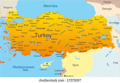 Vector map of Turkey country