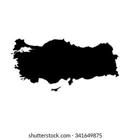 Vector map Turkey. Isolated vector Illustration. Black on White background. EPS Illustration.