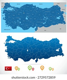 Vektorkarte der Türkei mit den wichtigsten Flüssen und Wasserstraßen.
Ideal für Unterrichtsmaterialien, Geographiekurse, Lehrbücher, Präsentationen und Infografiken.
Vollständig bearbeitbare und skalierbare Vektorgrafik.