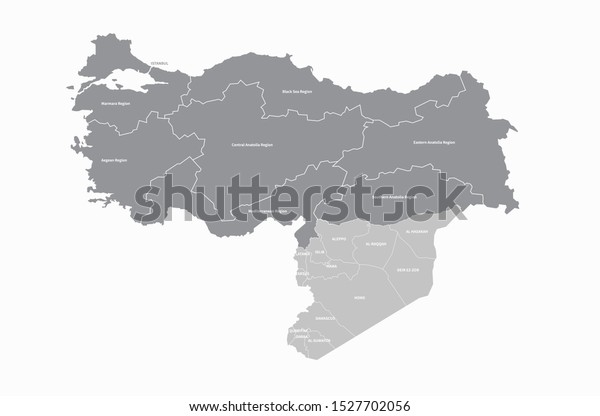 Vector Map Turkey Syria Border Stock Vector Royalty Free 1527702056