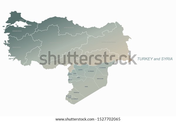 Vector Map Turkey Syria Border Stock Vector Royalty Free 1527702065