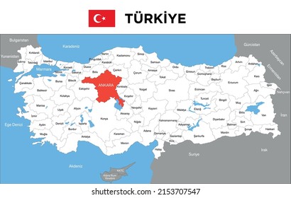 Vector map turkey's capital ankara