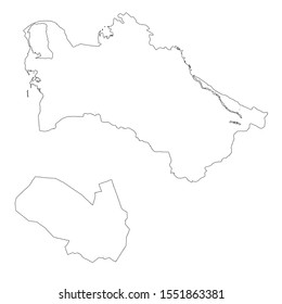 Vector map Turkmenistan and Ashgabat. Country and capital. Isolated vector Illustration. Outline. EPS 10 Illustration.