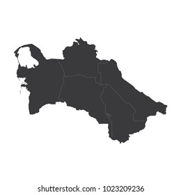 Vector map Turkmenistan. Isolated vector Illustration. Black on White background. EPS 10 Illustration.