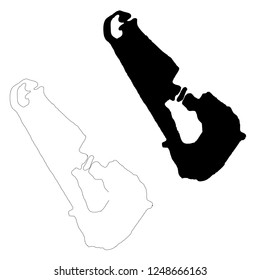 Vector map Tuvalu. Isolated vector Illustration. Outline and vector. Black on White background. EPS 10 Illustration.