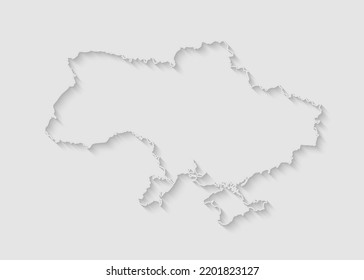 Vector map Ukraine with abstract shadow isolated on background. Template Europe country for pattern, design, illustration, backdrop. Creative concept outline, border, frontier map of the state Ukraine