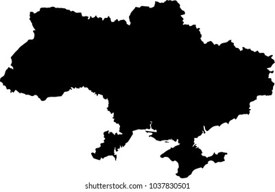 Vector map of Ukraine. Black mask. Isolated, white background. 