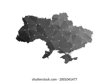Vektorplan der Ukraine. Schwarz-Polygonal auf weißem Hintergrund.