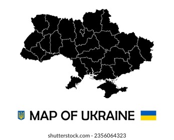 Vector map of Ukraine. Contours of the border of Ukraine