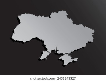 Vector map Ukraine made silver style isolated in the background. Template Europe creative gold metal for design, illustration, pattern, report, infographic, backdrop. Concept symbol of the map Ukraine