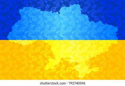 Vector map of Ukraine in National flag colors