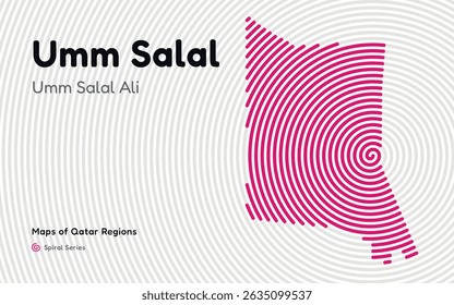 Vector Map of Umm Salal Region, Qatar, in Spiral Line Style with Umm Salal Ali as Central Point