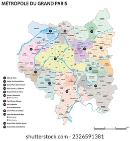 Karte des Verbandes der Metropolen des Großraums Paris, Frankreich