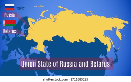 Vector map of the Union State of Russia and Belarus.