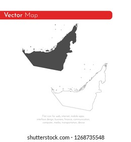 Vector map United Arab Emirates. Isolated vector Illustration. Black on White background. EPS 10 Illustration.