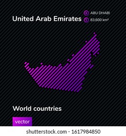 Vector map of United Arab Emirates in violet and black colors. Flat style