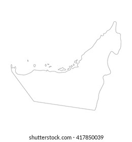 Vector map United Arab Emirates. Outline map. Isolated vector Illustration. Black on White background. EPS 8 Illustration.