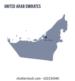 Vector map of United Arab Emirates isolated on white background. Travel Vector Illustration.
