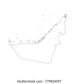 Vector map United Arab Emirates. Isolated vector Illustration. Black on White background. EPS 10 Illustration.