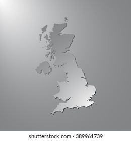 Vector map United Kingdom. Gray background with gradient. Isolated vector Illustration. Gray on Gradient background. With shadow. EPS Illustration.