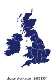 Vector Map of United Kingdom and Ireland