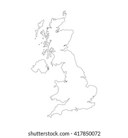 Vector map United Kingdom. Outline map. Isolated vector Illustration. Black on White background. EPS 8 Illustration.