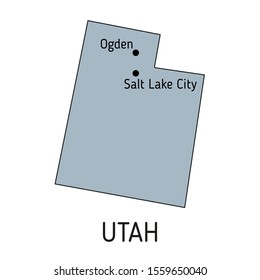 vector map - United States of America. Map with state boundaries and city names. Utah vector map silhouette