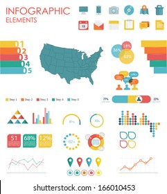 Vector map of United States of America, illustration and infographics design template. flat modern style. Easy to edit country. 