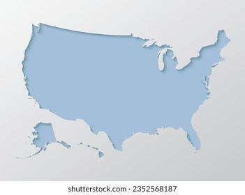 Vector map United states of America with abstract inner shadow isolated on background. Template country for pattern, design, illustration, backdrop. Creative paper cut map effect of the USA