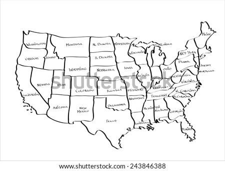 Vector Map United States Hand Drawn Stock Vector (Royalty Free